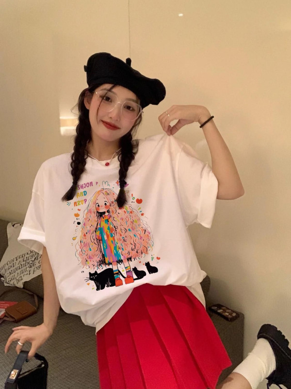 short-sleeved t-shirts for women, loose Korean style