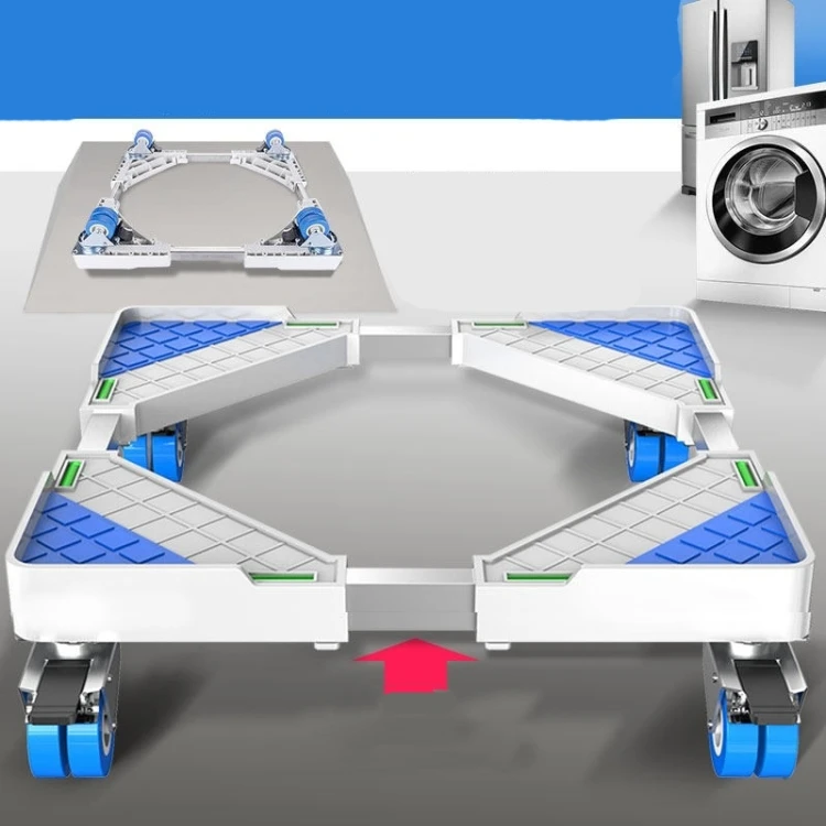 Single Tube 4 Wheels Adjustable Stainless Steel Refrigerator Bracket Washing Machine Base Bracket DTBD0540252102F