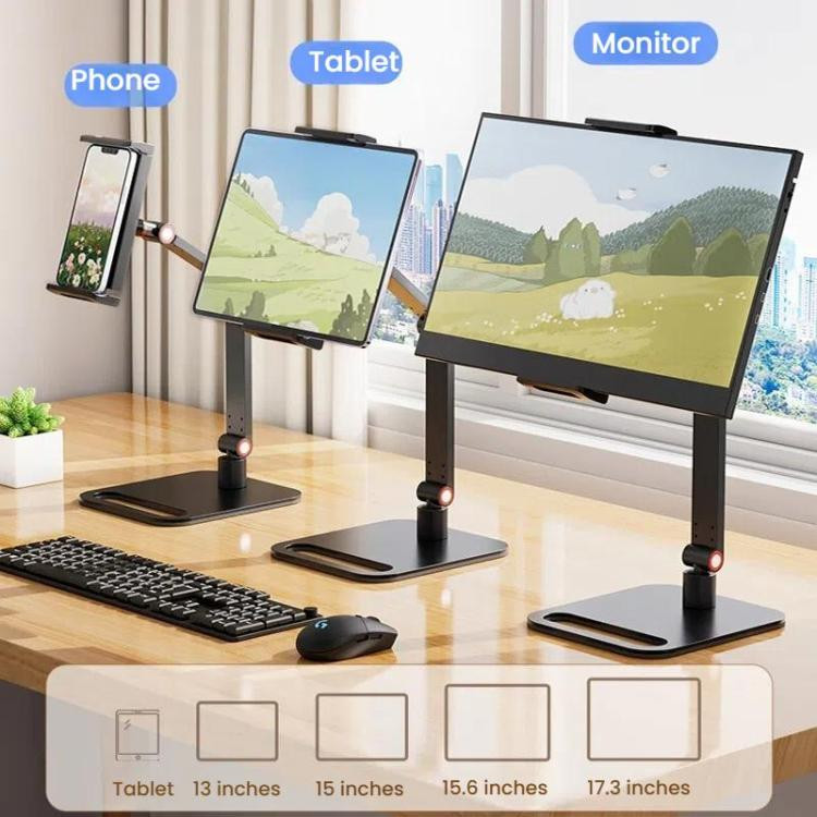 3-session Phone Tablet Monitor Desktop Stand Height and Angle Adjustable Bracket for Screen Within 17.3 Inch RTBD0605885101Q