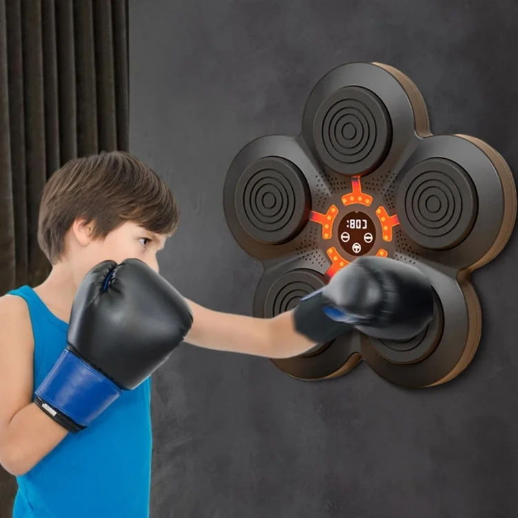 LED Light Smart Bluetooth Music Boxing Machine Home Punch-free Wall-mounted Electronic Boxer with Adult Gloves WTBD0604420603G