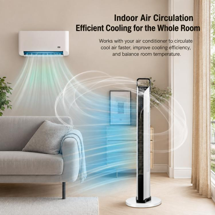 Handle Floor Bladeless Tower Fan, 75cm Tall Manual Control Fan(Black White)