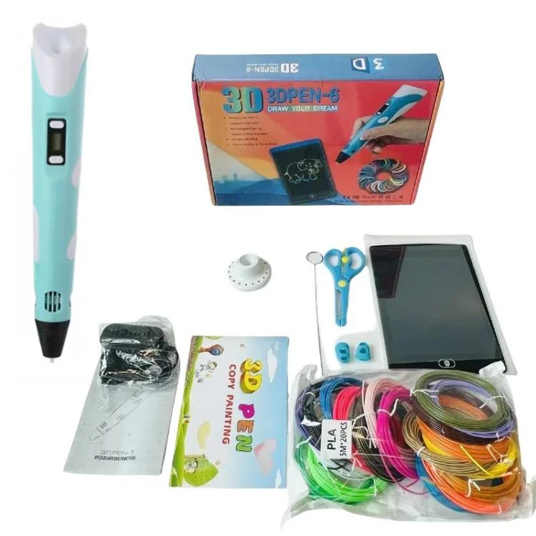 Hand-held 3D Printing Pen Kit with 20 Colors PLA Filament, Drawing Pad, Base, Scissors, Finger Guards, Art Book & Accessories RTBD0606082801AG