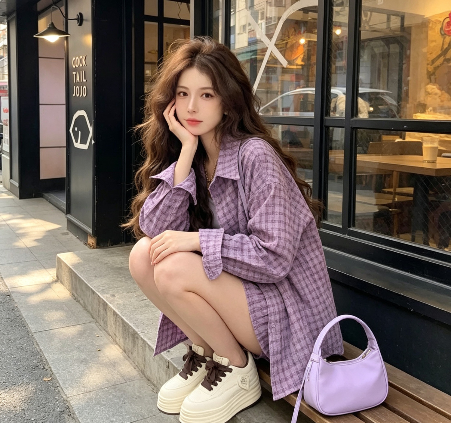 Korean style spring and autumn college student outfit: three-piece grid shirt, vest and high-waisted skirt set for women