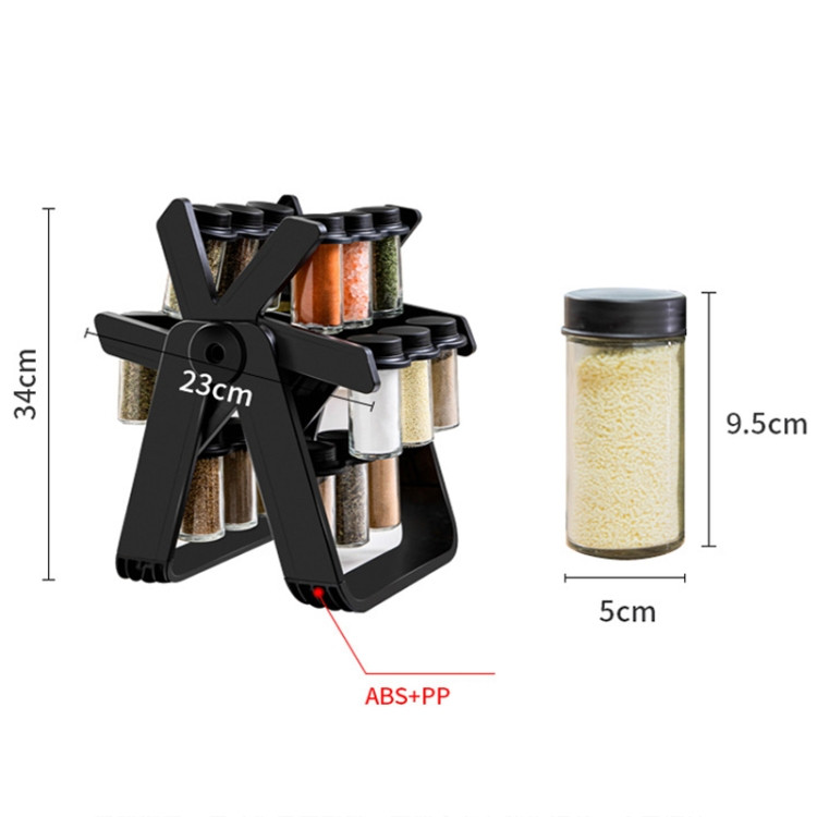 18-in-1 Rotating Ferris Wheel Kitchen Condiment Bottle Holder Set(Black)​ WTBD0604743301AA