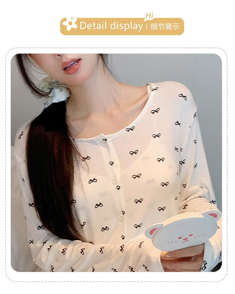 New Spring/Autumn Modal Three-Piece Pajama Set with Bra Pads for Women, Korean Style, Sweet and Cute Home Wear Set.