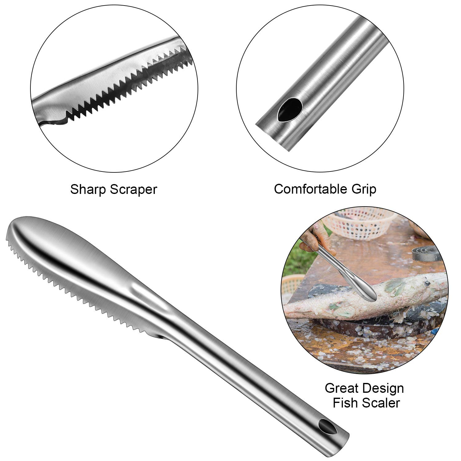 Bidirectional Sawtooth Fish Scraper Fish Scale Planing Knife 304 stanless steel