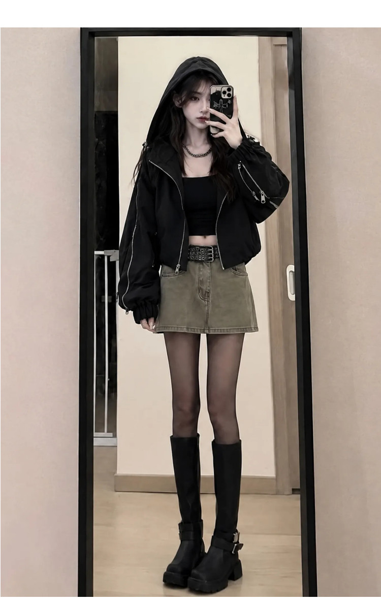 Women's Autumn Hooded Short Jacket, Casual, Versatile, Stylish, Slimming, and Trendy.