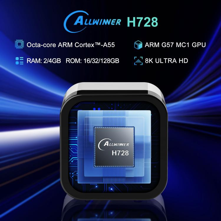 8K UHD Android 14 Smart TV Box with Remote Control, 2GB+16GB, Allwinner H728 Octa-Core(EU Plug) REDA007687601AB