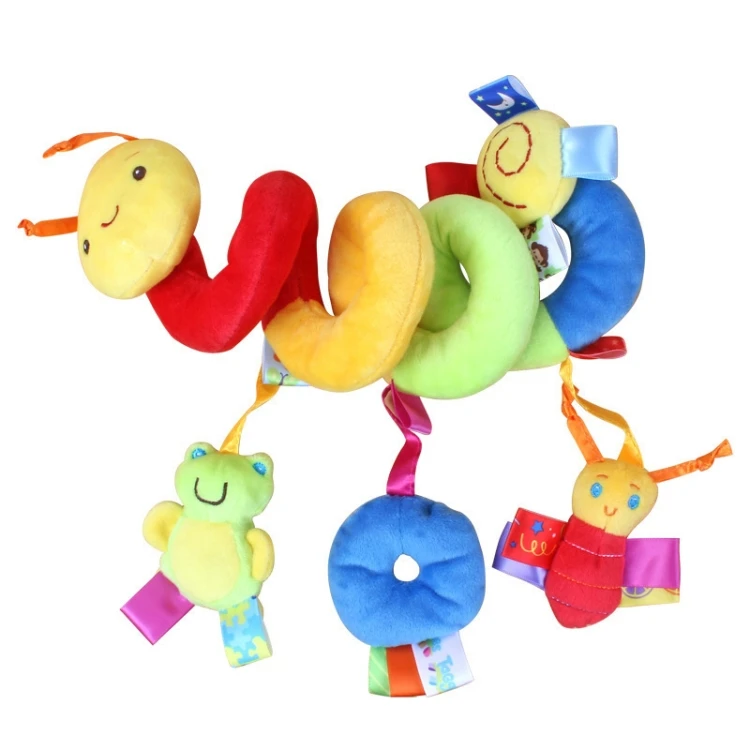 Baby Caterpillar Cot Spiral Toy Cartoon Animal Baby With Rattle Bee Pram Hanging Soothing Toy BTBD0605342901F