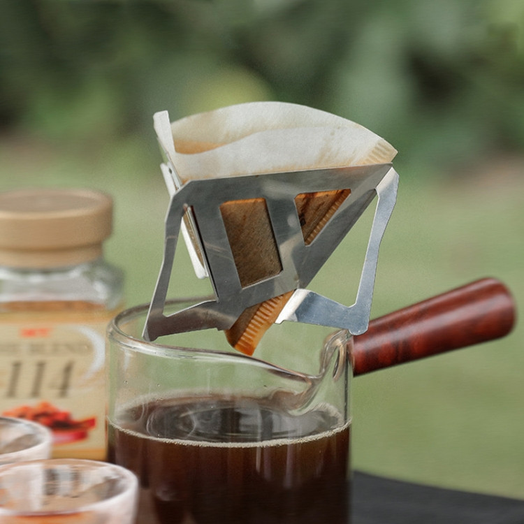 Outdoor Camping Stainless Steel Coffee Grounds Filter Folding Funnel​ DTBD06021313H