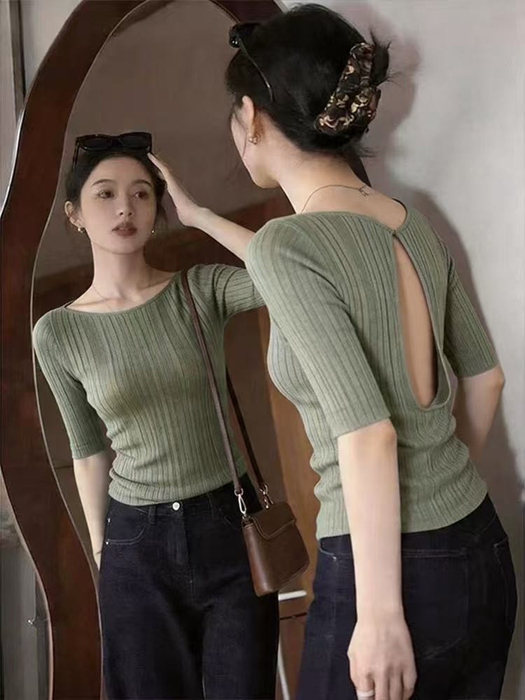 unique and exquisite, slim fit, mature and elegant knitted top, new summer style
