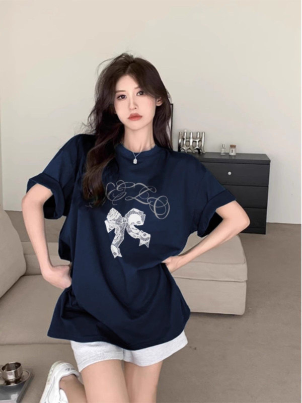 pure cotton short-sleeved t-shirts for women, loose Korean style