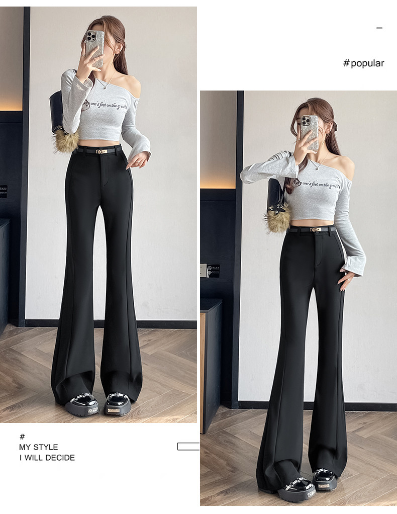 Women's Wide-Leg Pants with a Korean Style Flow, Flared Design, Trendy Clothing Wholesale