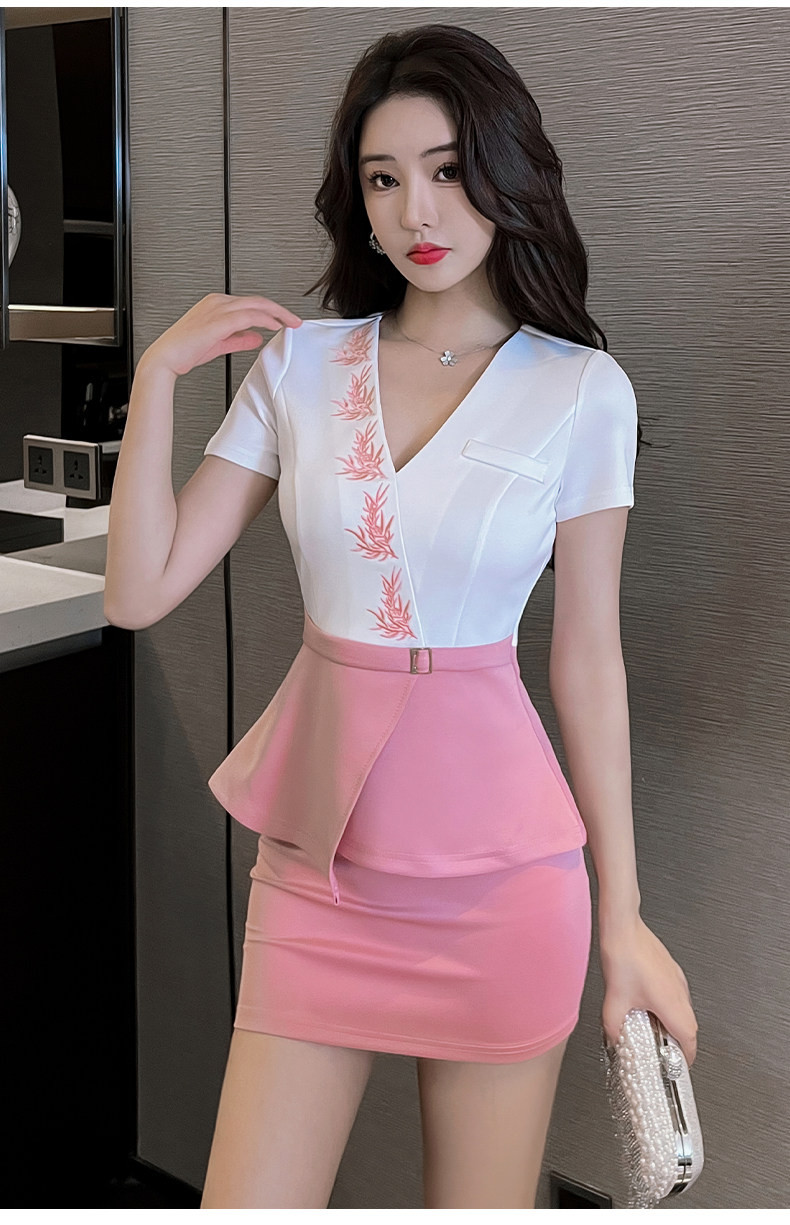 Work uniform for female spa, bath beauty salon wellness elegant suit skirt.