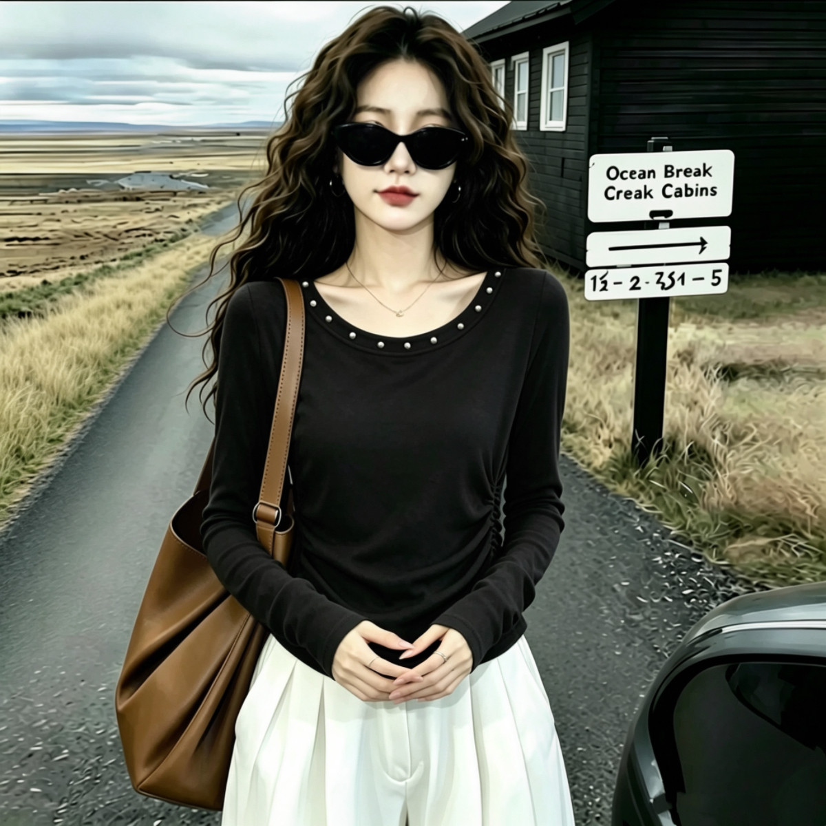 versatile and beautiful long-sleeved top, youthful and unique
