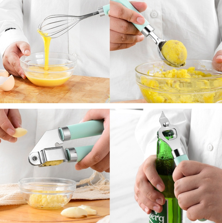 9 in 1 Plastic Handle Stainless Steel Kitchen Utensils Household Gadget Set HTBD0562971801BG