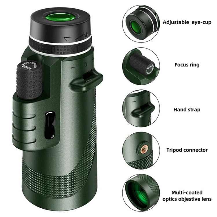40X60 Outdoor Night Vision High Power HD Monocular (Standard+Universal Clip+Tripod) RTBD0602523602G