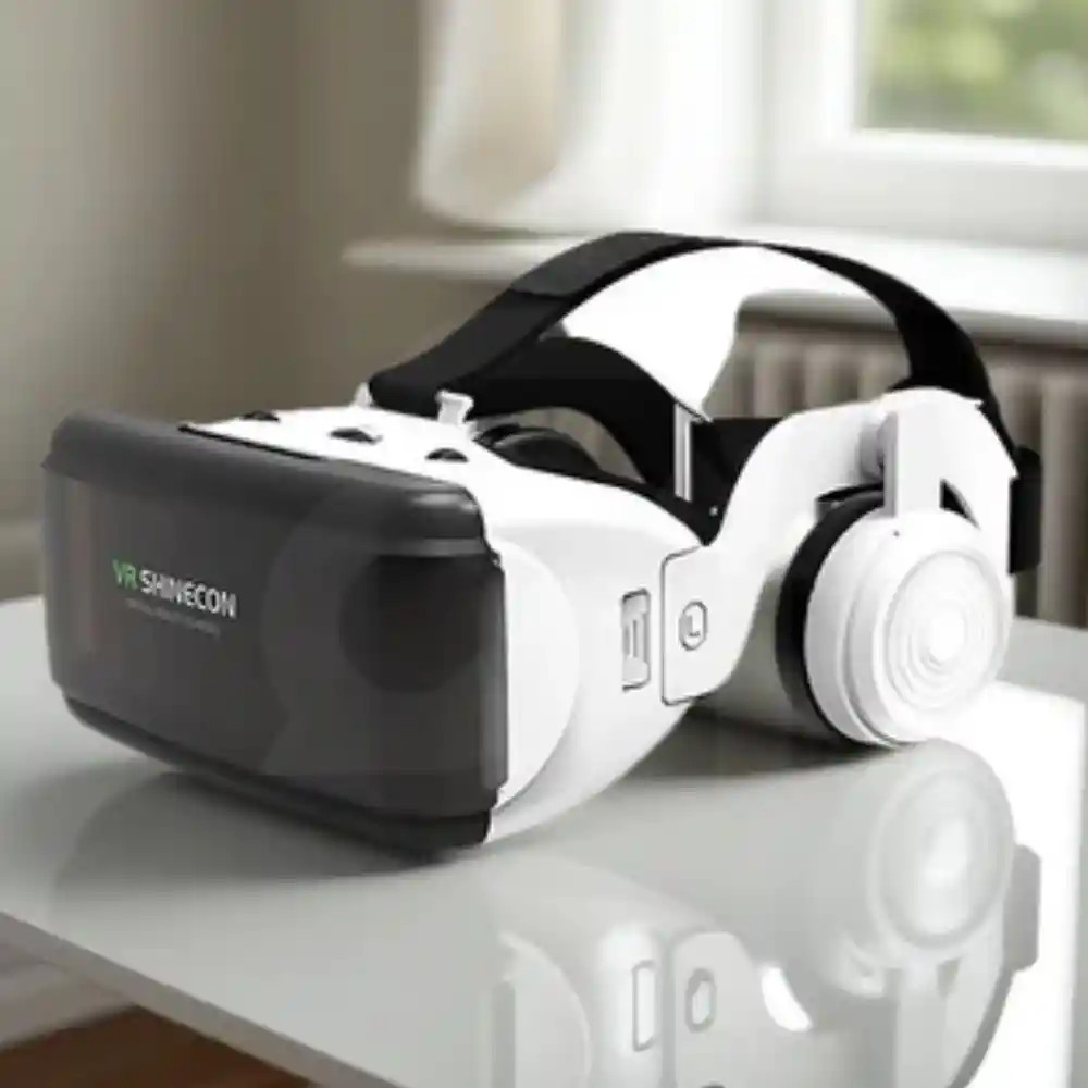 VR SHINECON G06EB Virtual Reality 3D Video Glasses Suitable for 4.7 inch - 6.1 inch Smartphone with HiFi Headset FDS0041WS (White)