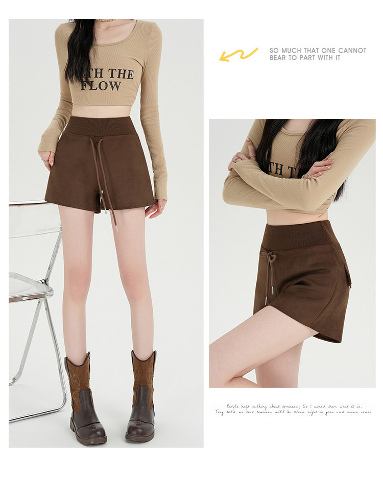 American Retro Suede Shorts High-Waisted A-Line Wide-Leg Boots Pants Women's Clothing Wholesale Women's Clothing Wholesale Apparel Supplier