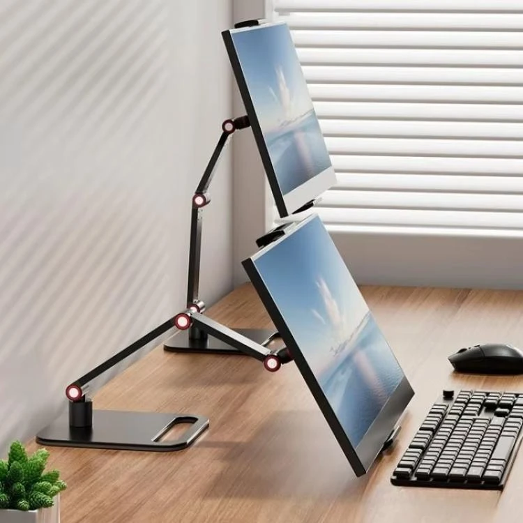 3-session Phone Tablet Monitor Desktop Stand Height and Angle Adjustable Bracket for Screen Within 17.3 Inch RTBD0605885101Q