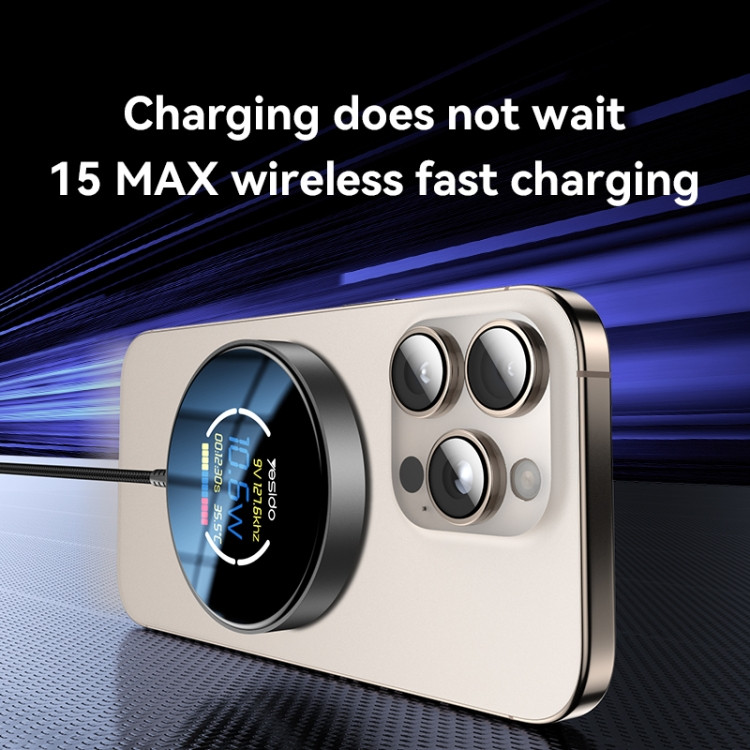 Wireless Charger DS28 15W Smart Digital Display Magnetic, Length:1.2m(Black) VEDA007465001AB