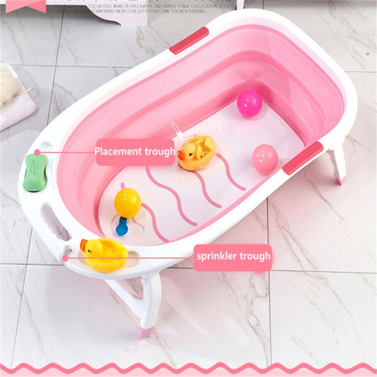 Baby Folding Bathtub Portable Plastic Baby Bath Shower Kids Bathtub ETBD0417214001BG