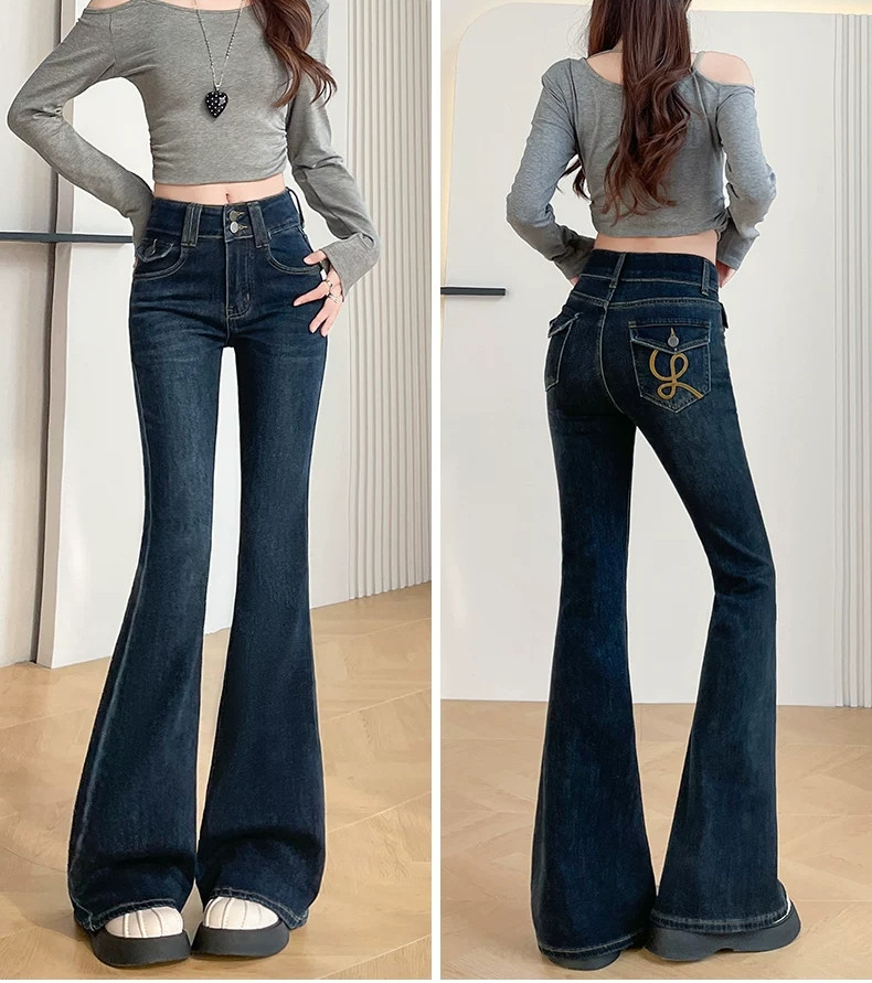 high-waisted, slimming, tight-fitting flared pants