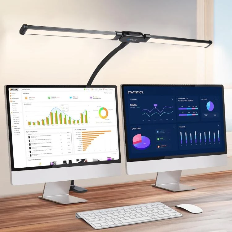Gooseneck Tube LED Fill Light Double Head Clip Desk Lamp (Black) YPU498BD