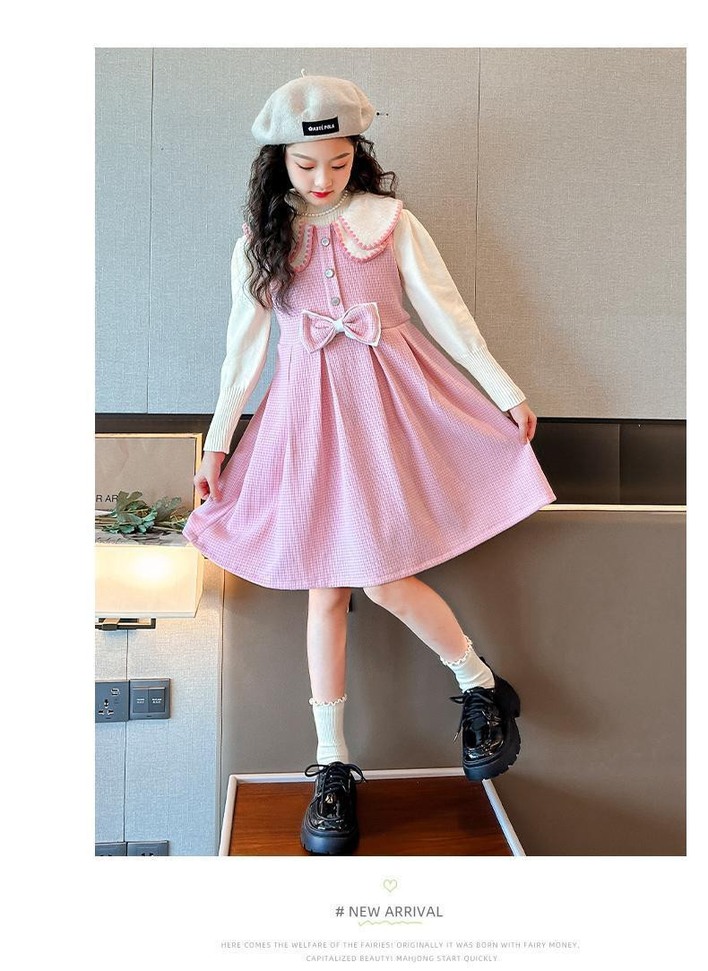 Chic Children's Vest Dress Set, Trendy New Year's Outfit