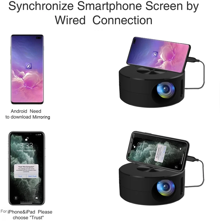 YT200 320 X 180P LED HD Mini Projector USB Powered Support Wired Connection Phone Screen GTBD0602908401A