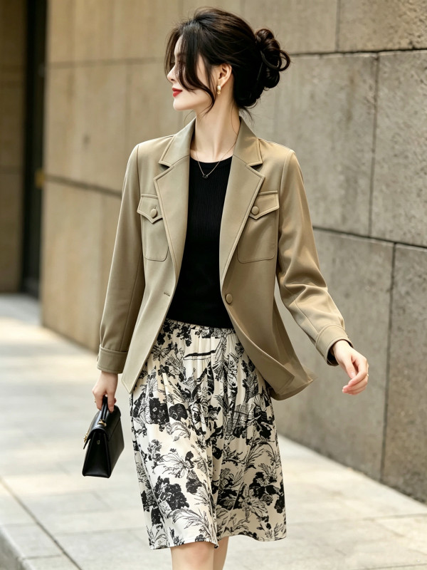 petite, high-end retro temperament, casual blazer top