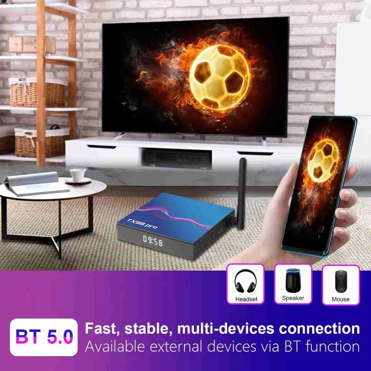 TX98 Pro 4K Ultra HD Android 14.0 Smart TV Box with Remote Control, 2GB+16GB, Allwinner H618 Quad-Core EEDA005697201AB
