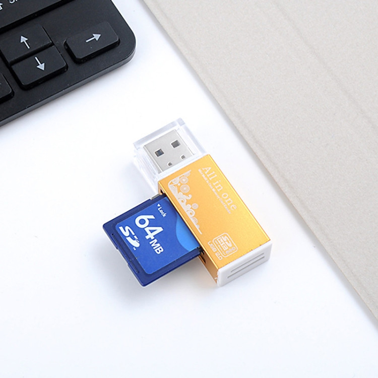 Multi in 1 Memory SD Card Reader for Memory Stick Pro Duo Micro SD,TF,M2,MMC,SDHC MS Card(Gold) BTBD050074801DF